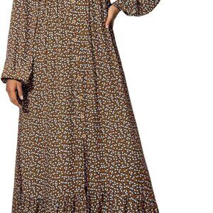 Women's Boho Floral Smocked Empire Waist Maxi Dress with Pockets